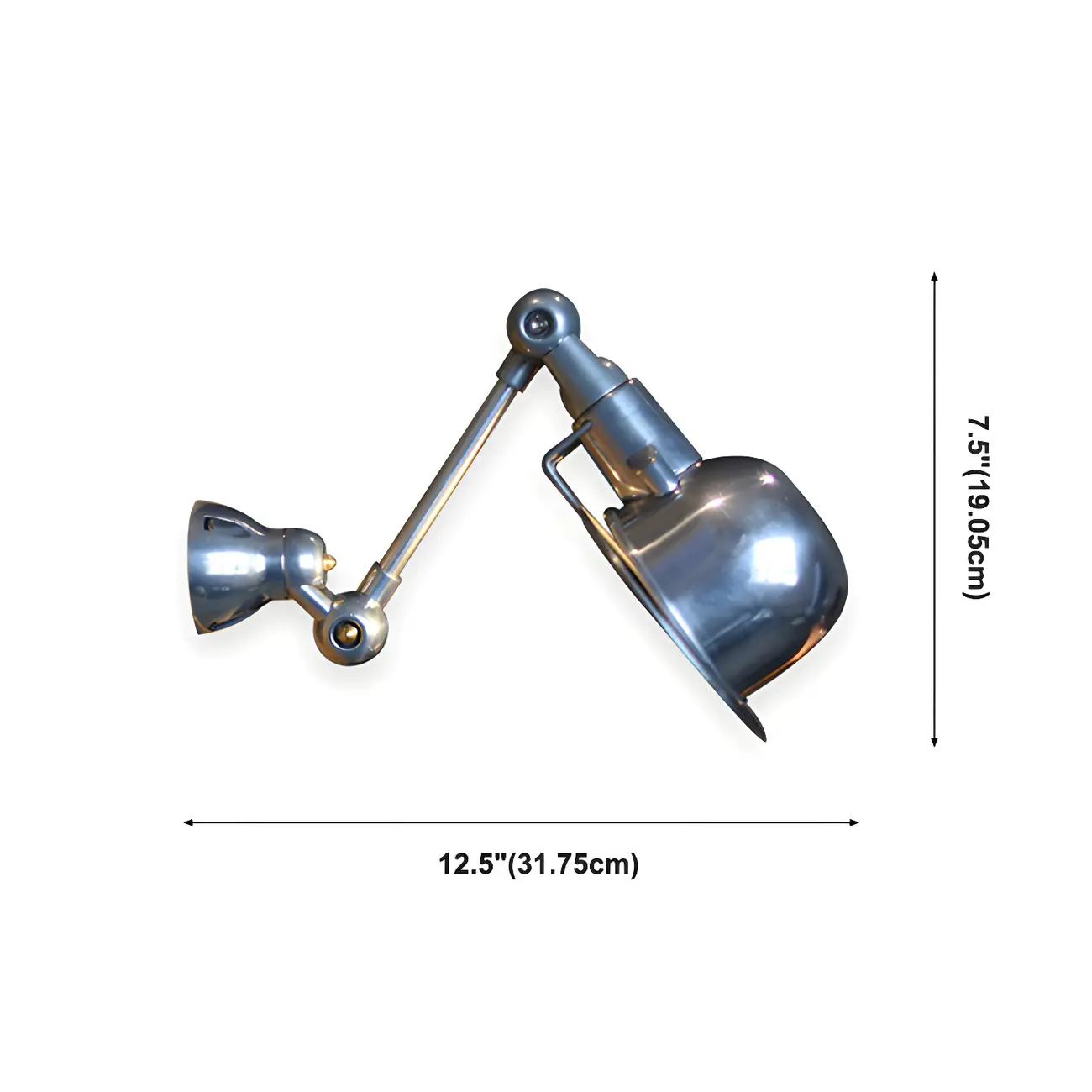 Industrial Metal Silver Glossy Mini Swing Arm Wall Light