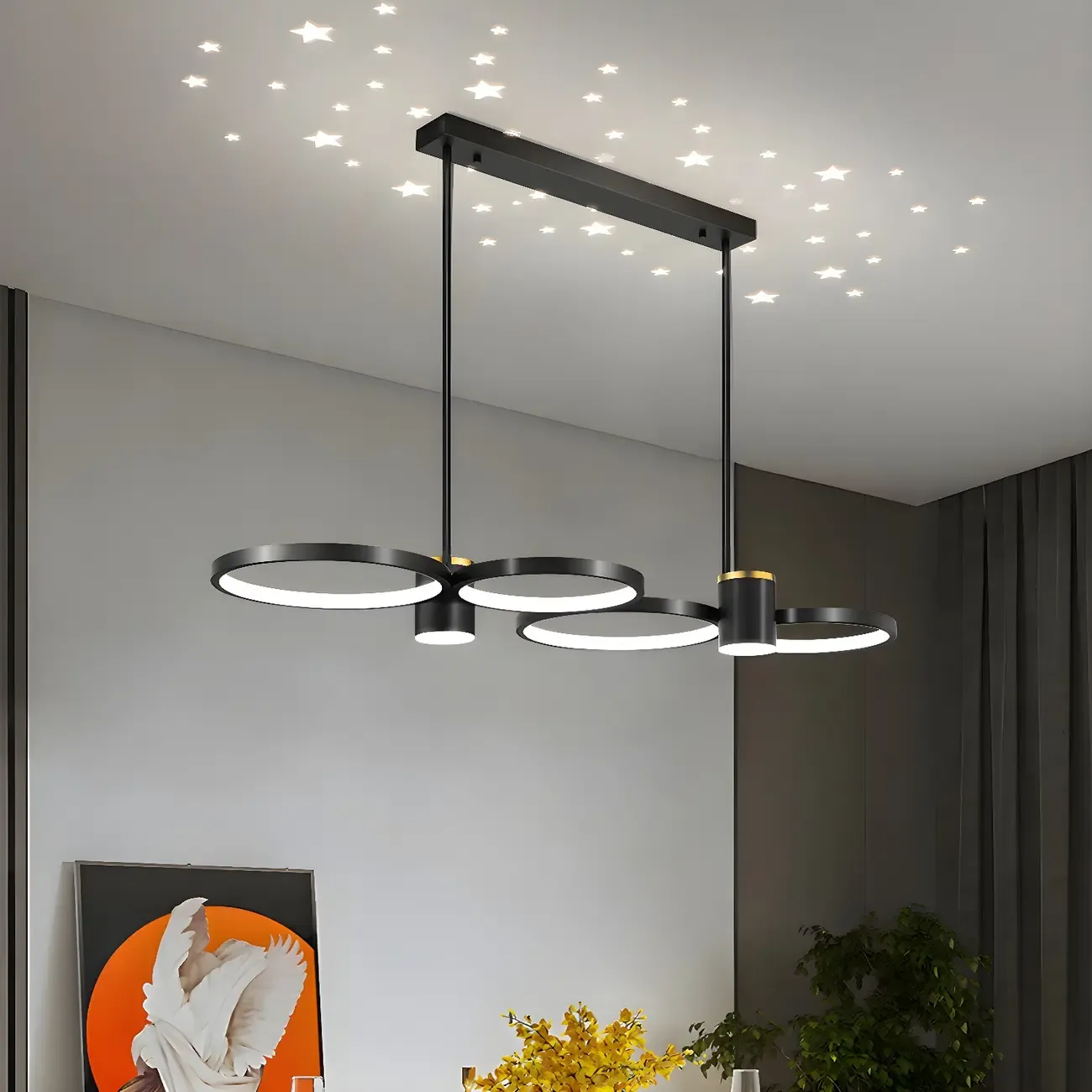 Modern Black Ring Dimming Pendant Light