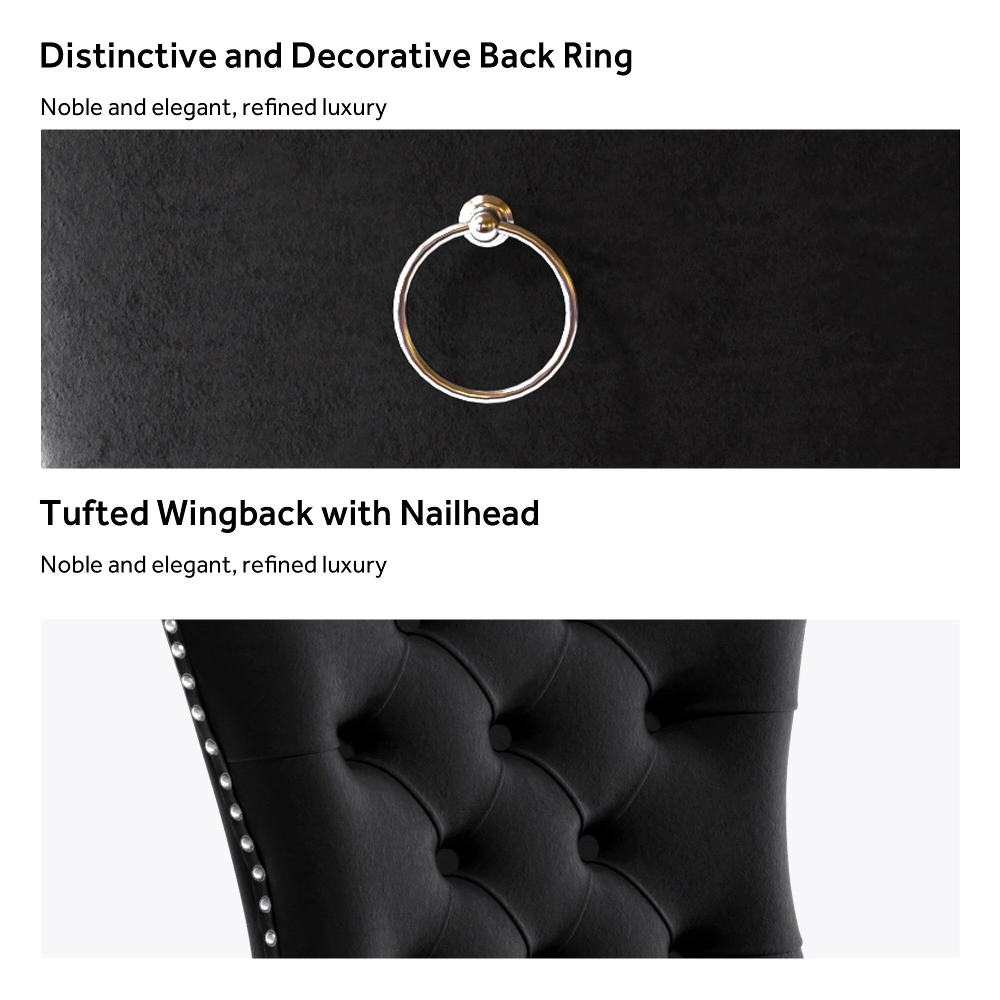 Upholstered Tufted Velvet Dining Chair with Solid Wood Legs Set of 6