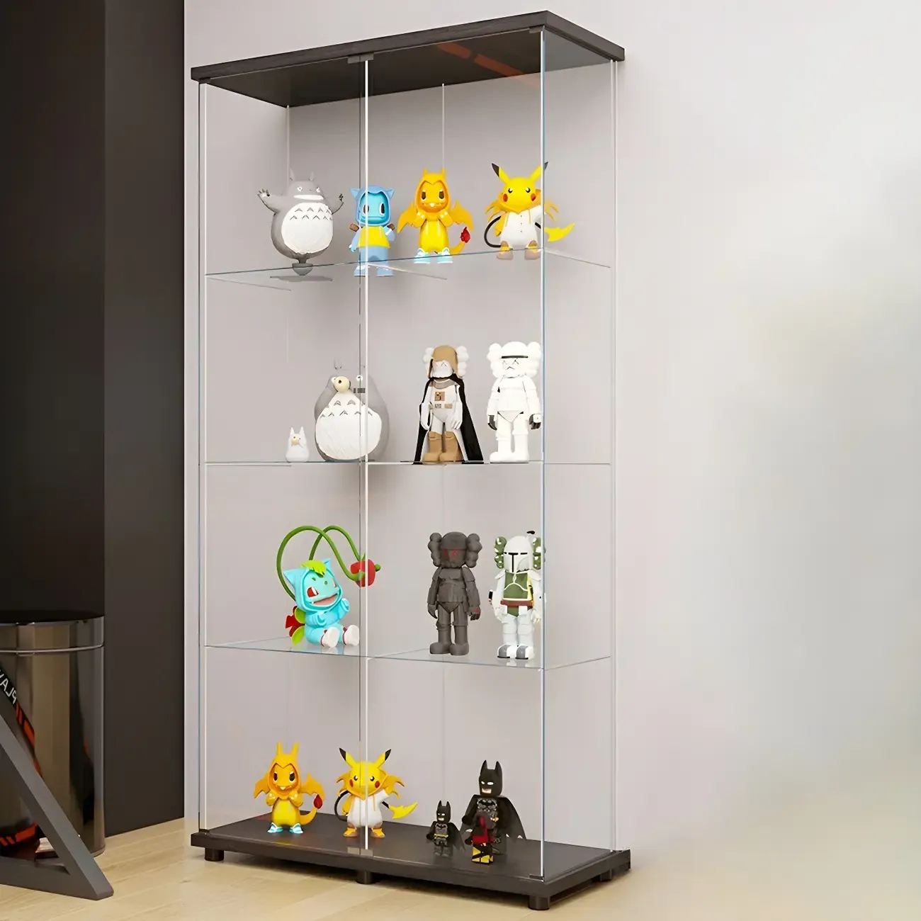 Minimalist Rectangular 4 Shelves Clear Glass Curio Cabinet