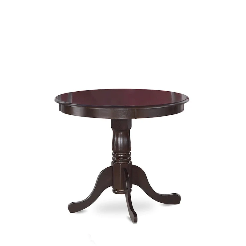 East West Furniture Kitchen Dining Table - a Round Solid Wood Table Top with Pedestal Base, 36x36 Inch, (Finish Options)