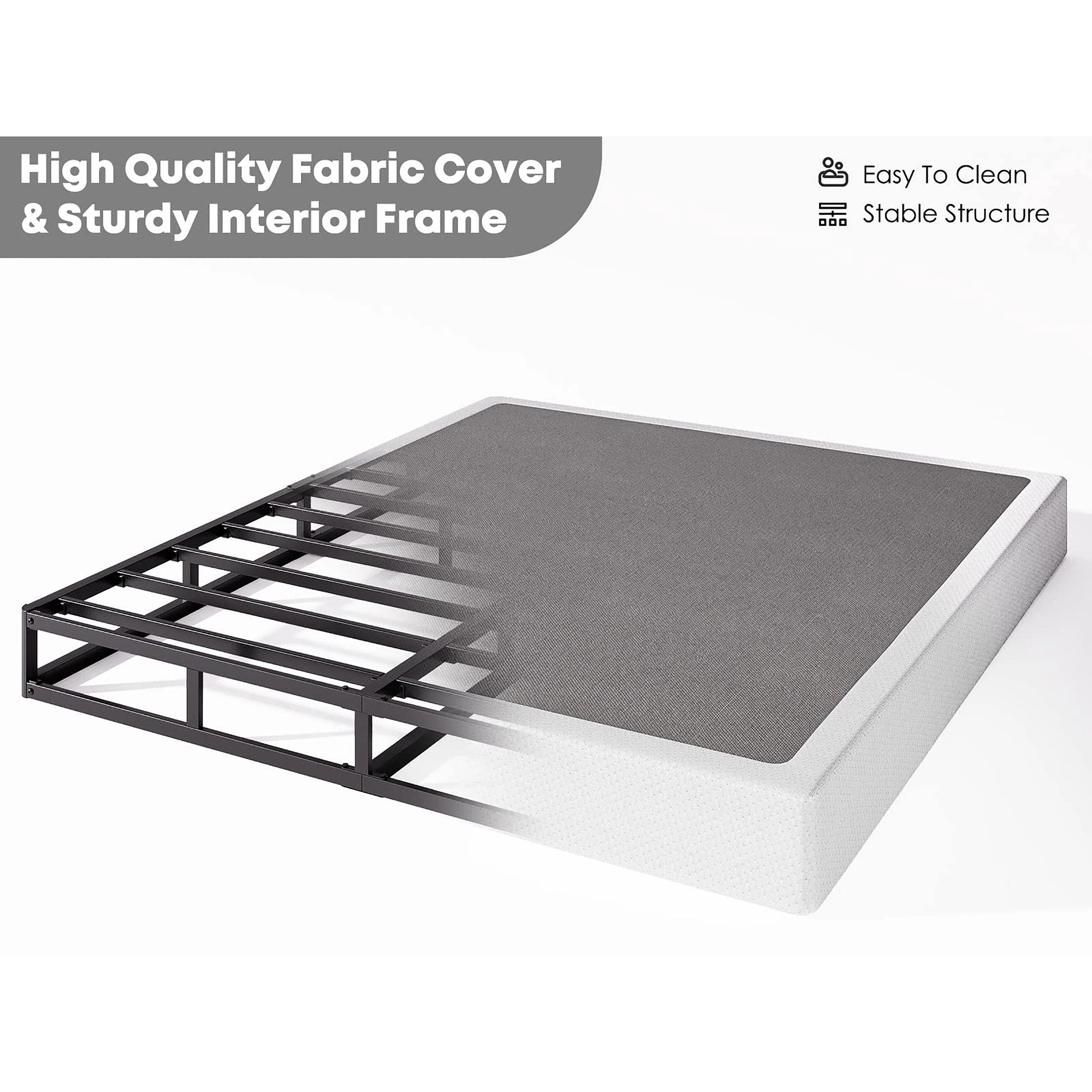 FSCHOS 7 Inch Metal Box Spring, Basics Mattress Foundation, No Legs