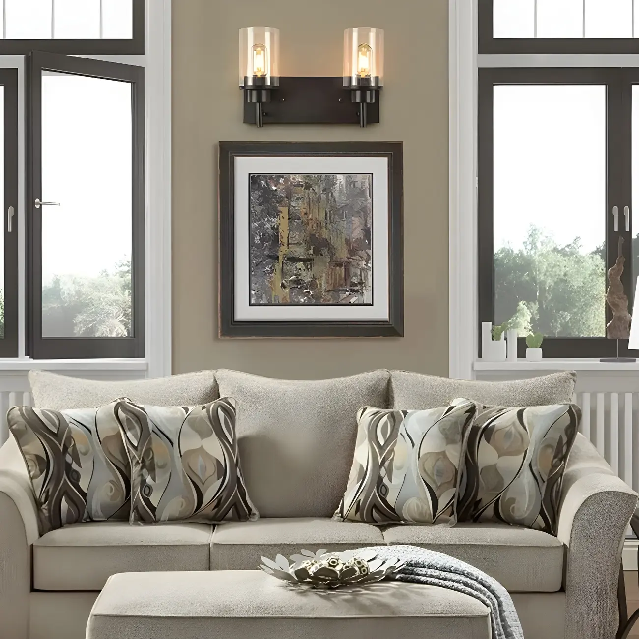 Industrial Black Cylinder Glass Bathroom Vanity Light