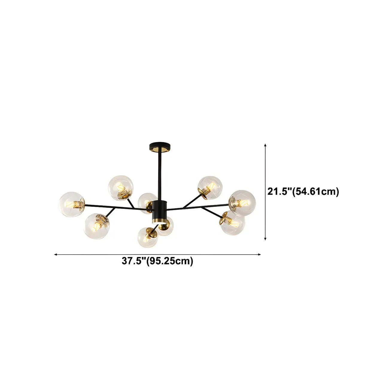 Mid-Century Modern Metal Clear Glass Sphere Sputnik Chandelier