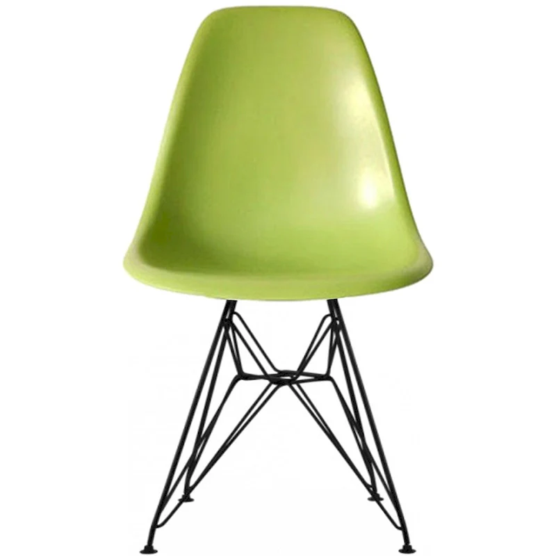 Modern Plastic Accent Designer Side Dining Matte Chair With Dark Black Wire Chrome Legs Base