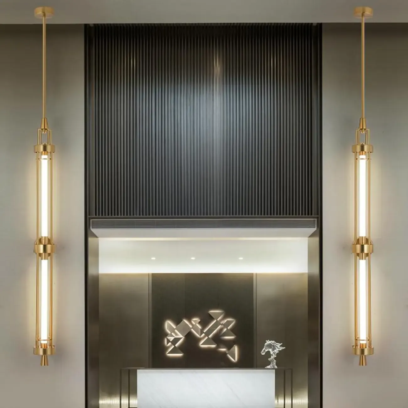 Gold Cylinder Wall Sconce Lamp with 2 LED Bulbs Warm Light