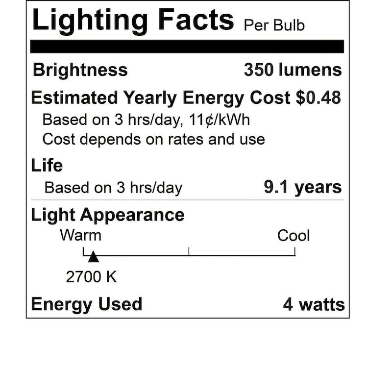 Bulbrite Pack of (8) 4 Watt Dimmable Clear Filament B11 Candelabra (E12) LED Bulb