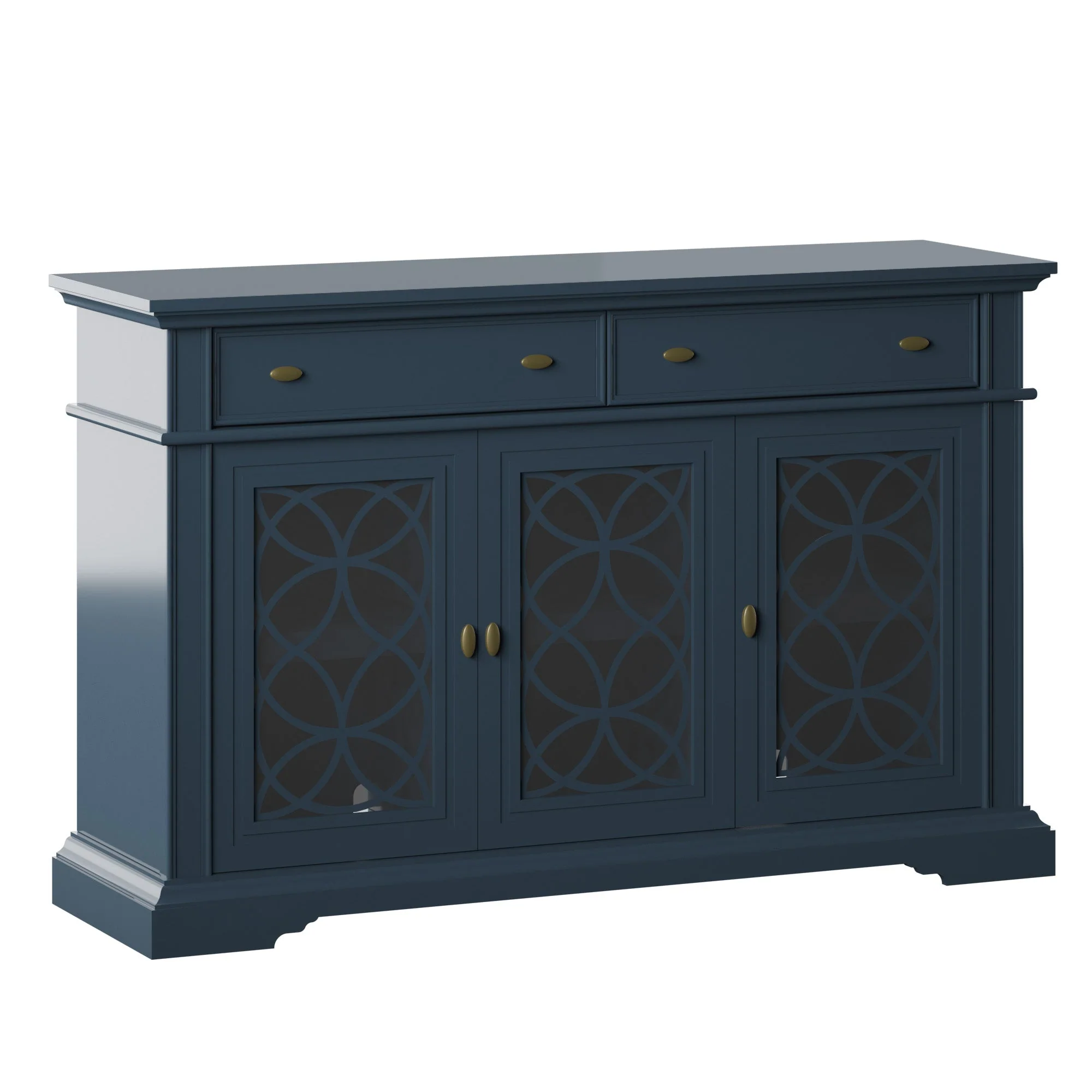 Farmhouse Traditional 52 Buffet Sideboard with Accented Glass-Front Doors