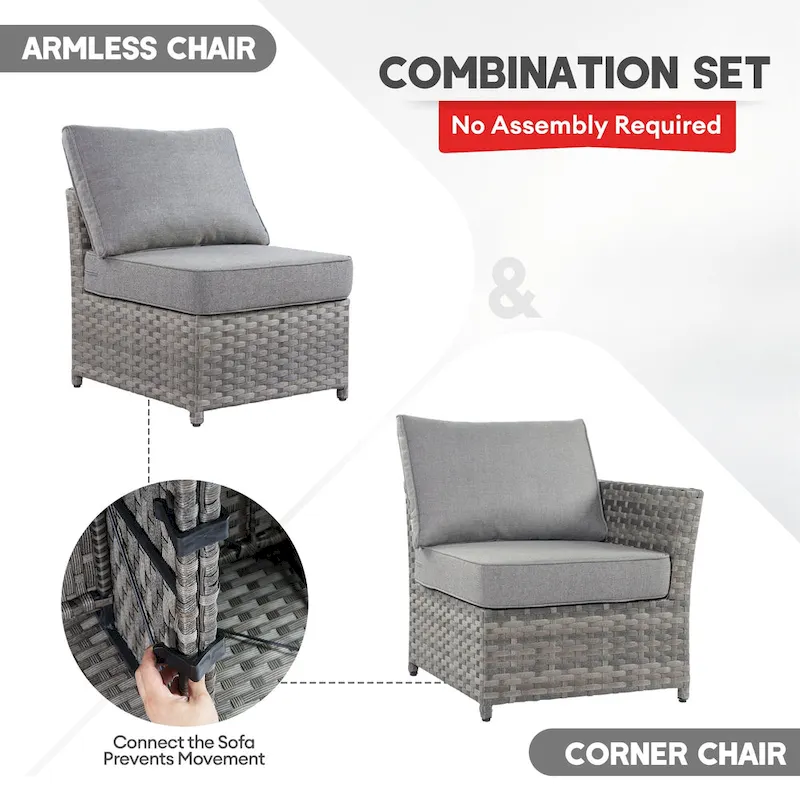 XIZZI 6-piece Patio Wicker Furniture Set with Coffee Table