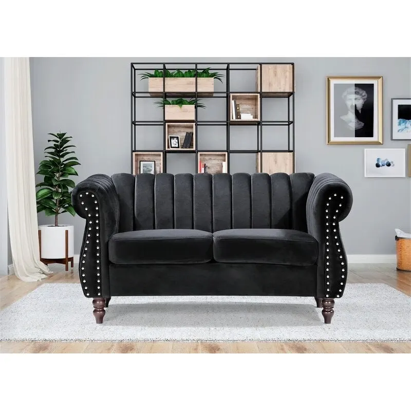 Capri Velvet Chesterfield Loveseat