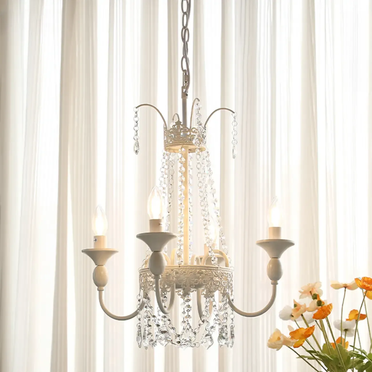 Modern Chalk Candelabra Metal Crystal Chandelier