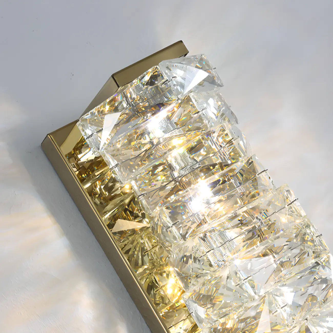 2-Light Geometric Wall Light with Clear Crystal