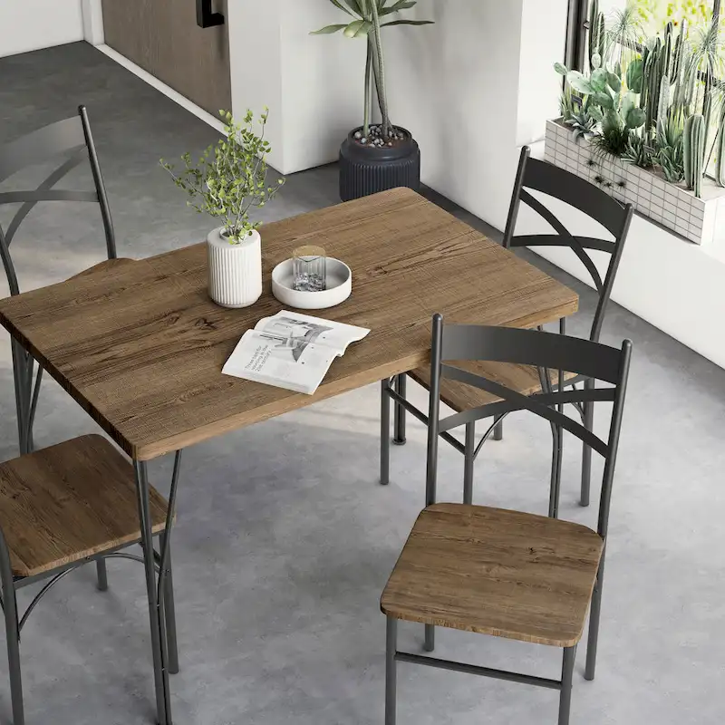 DH BASIC Small Space 4-Person Dining Set by Denhour