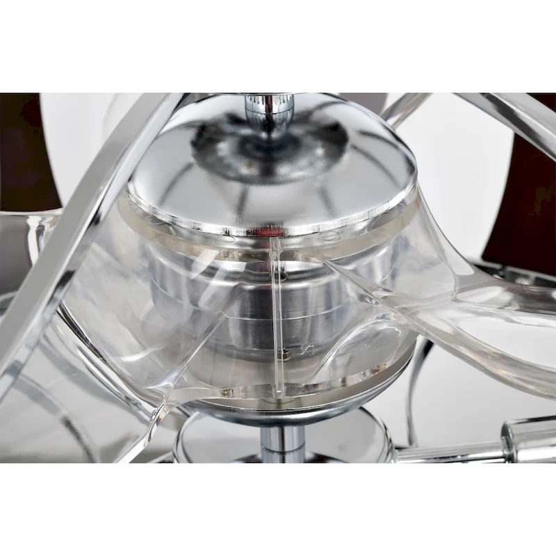 Avani 24-inch Silver and Faux Wood Grain 6 Lights 3 Blades Lighted Ceiling Fan with Remote