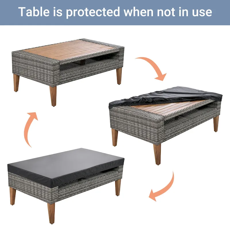 6-Pieces All Weather PE Wicker Sofa Set with Double Cushions