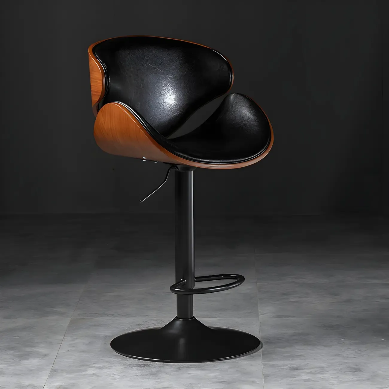 Modern Adjustable Leather Swivel Bar Stools with Backs