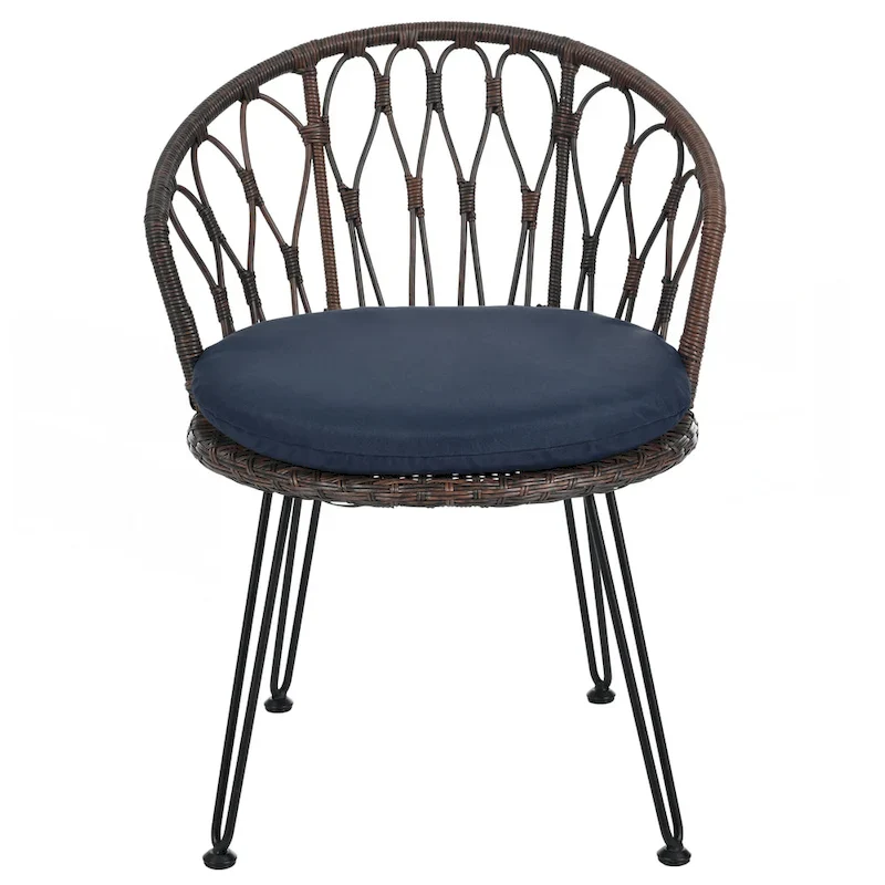 2 Rattan Single Chairs with A Glass Round Table