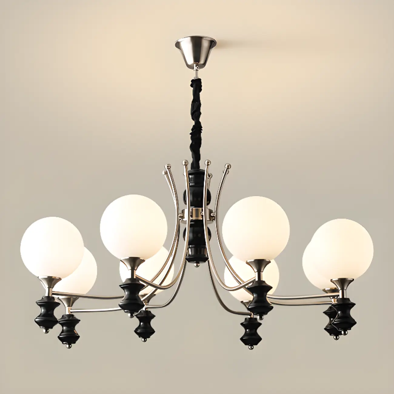 Multi-Light Globe Chandelier with White Glass Shades