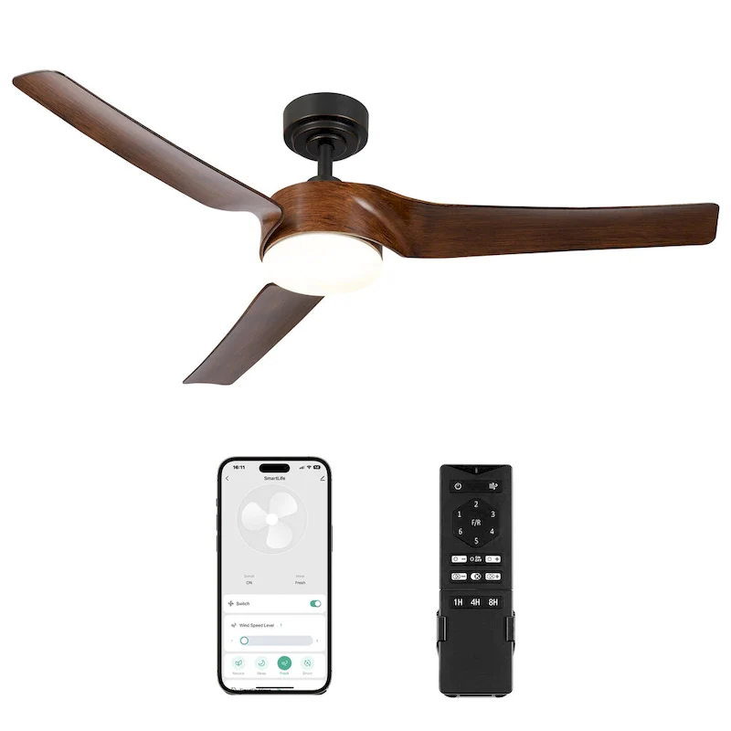 Modern 52  Smart Ceiling Fan with Dimmable Light Kit & Remote