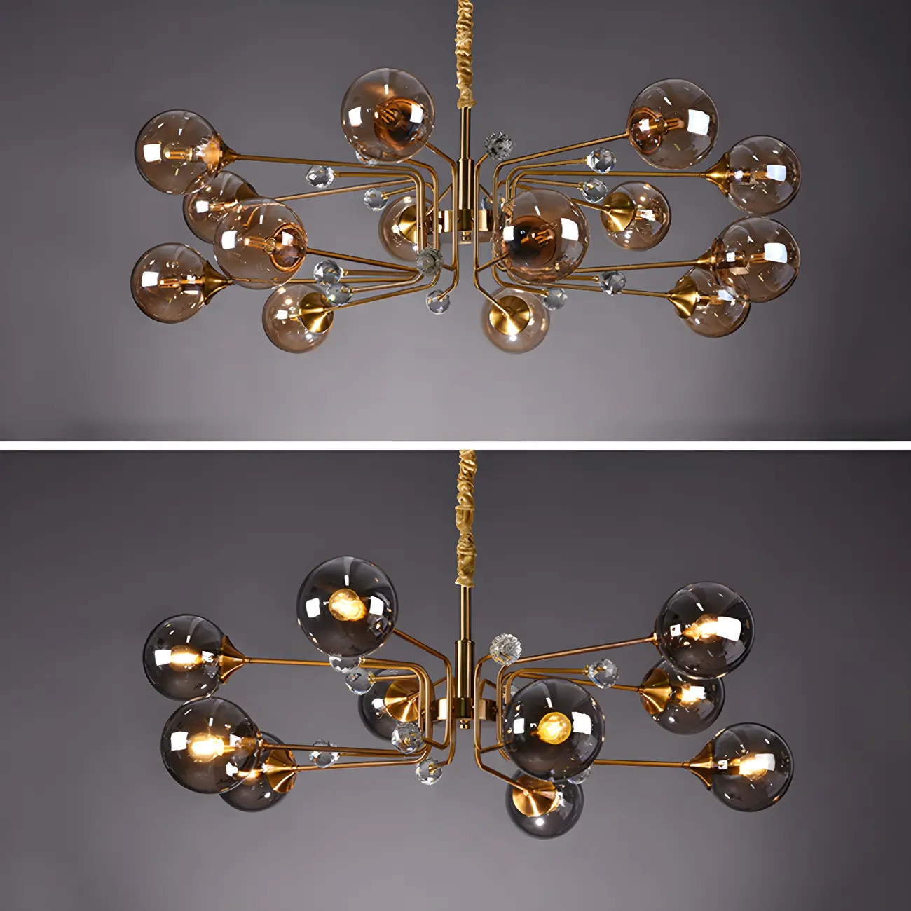 8-Light Mid-Century Modern Glass Globe Chandelier