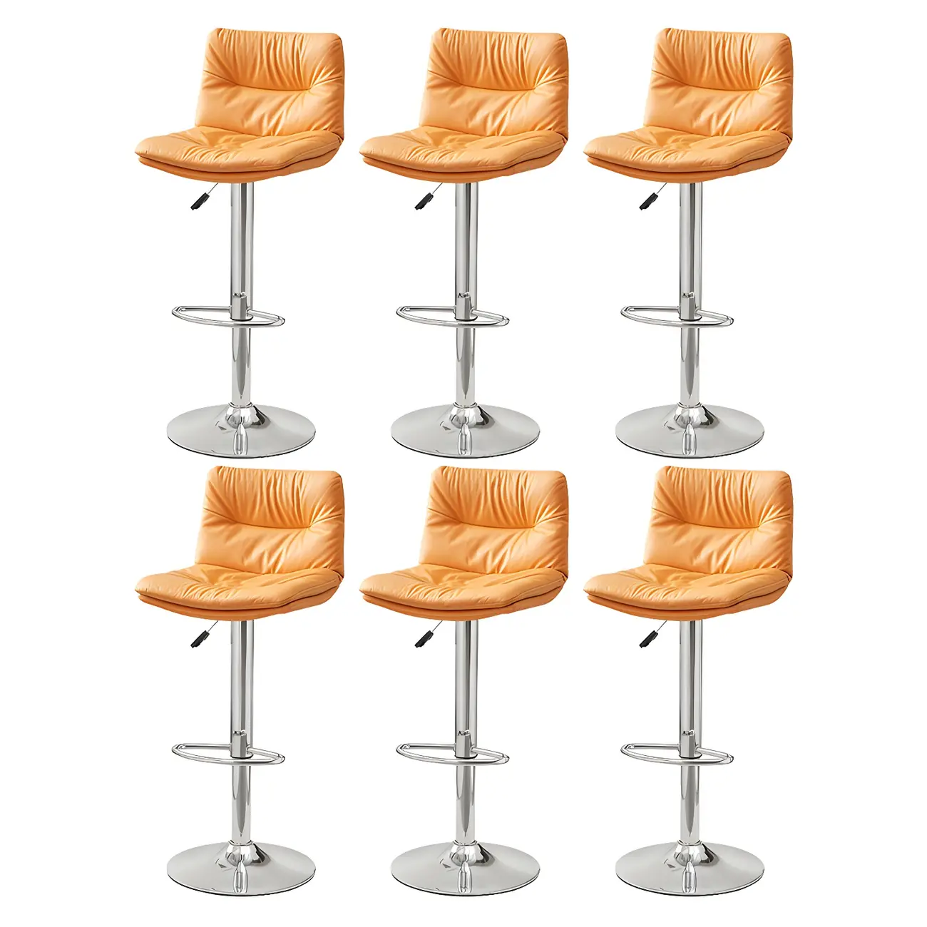 Modern Leather Saddle Swivel Adjustable Bar Stool