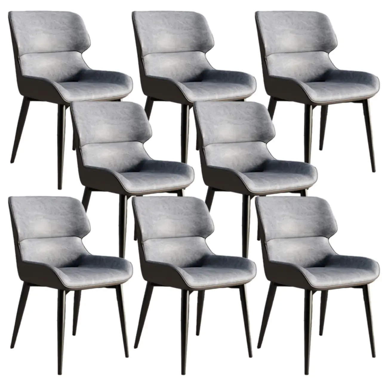 Leather Low Solid Back Armless Dining Side Chair