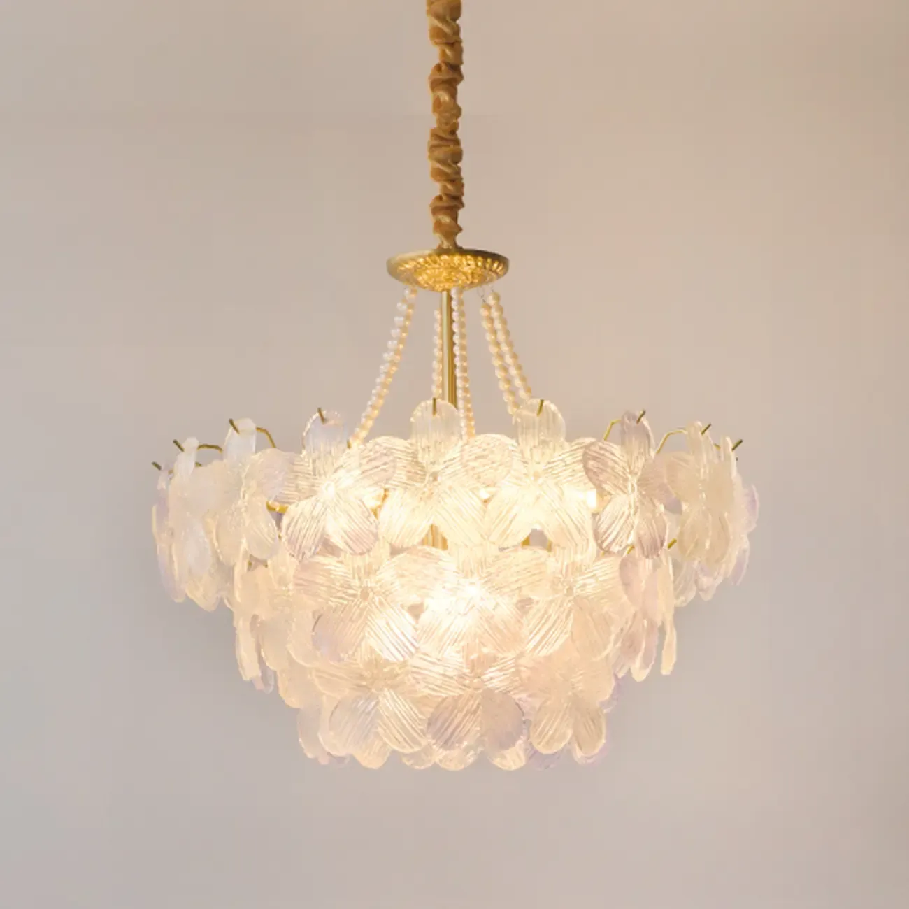 Modern Tier Round Flower Crystal Chandelier