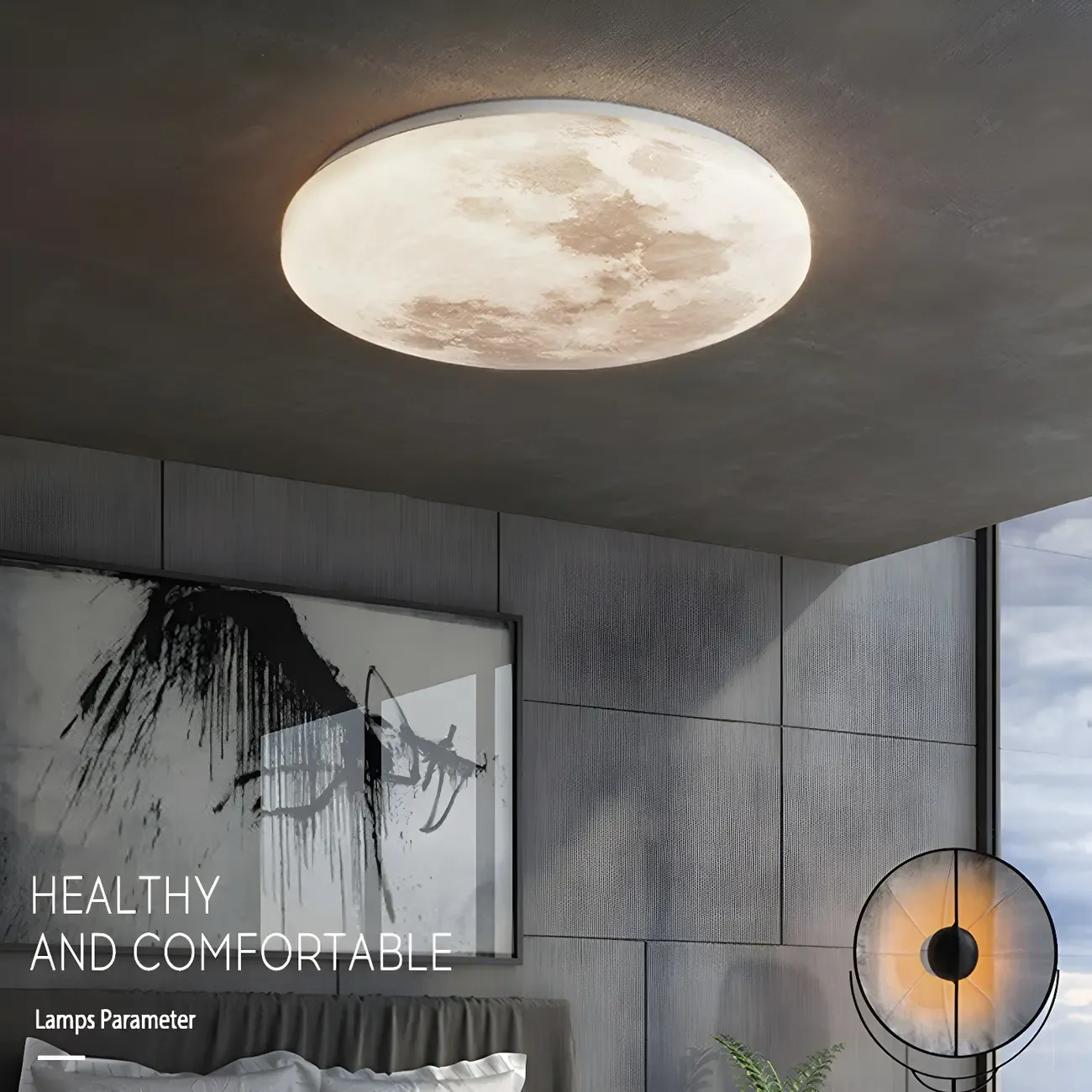 Modern Moon Design Dimmable LED Flush Mount Ceiling Light