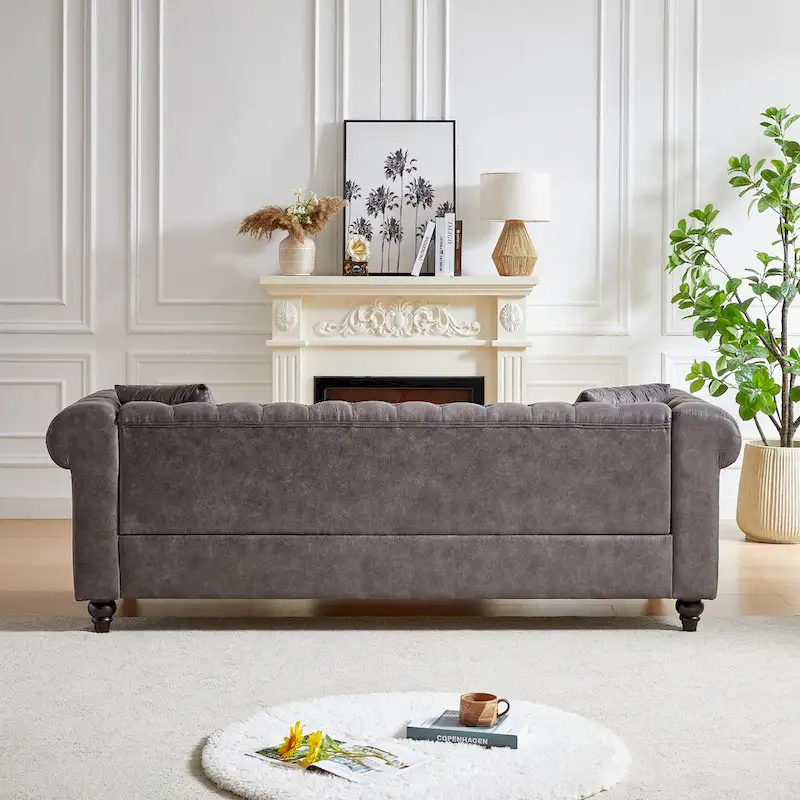 Chesterfield 85.5 Tech Fabric 3-seater Sofa with Cushions