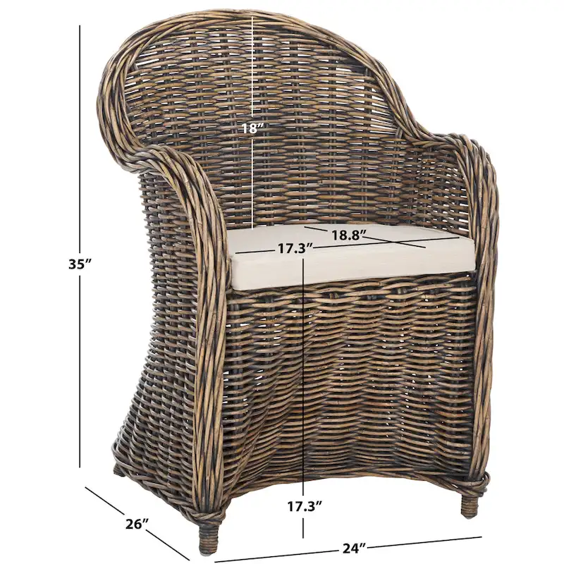 SAFAVIEH Sinja Yellow Rattan Club Chair - 24 x 26 x 35 - 24Wx26Dx35H