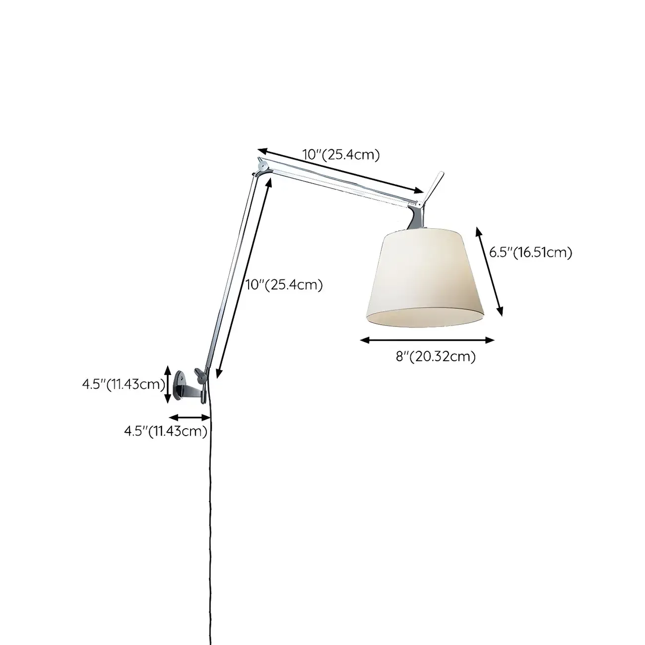 Simple Fabric Shade Silver Swing Arm Wall Light