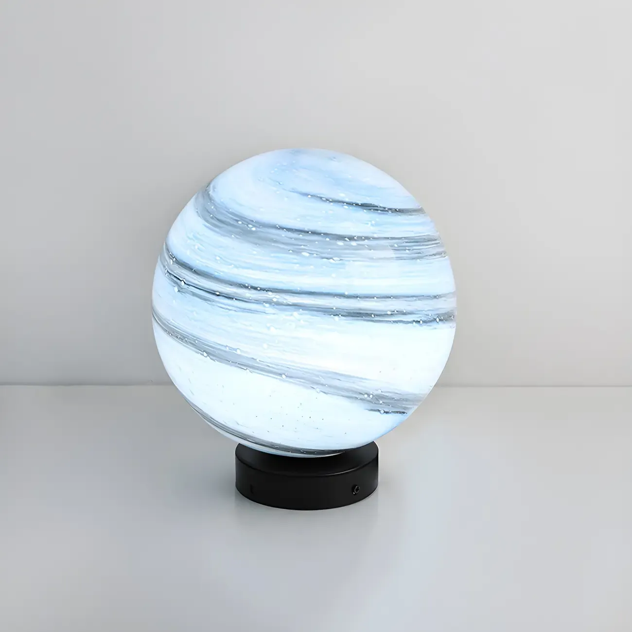 Yellow and Blue Glass Planet-Theme Globe Shade Post Cap Light