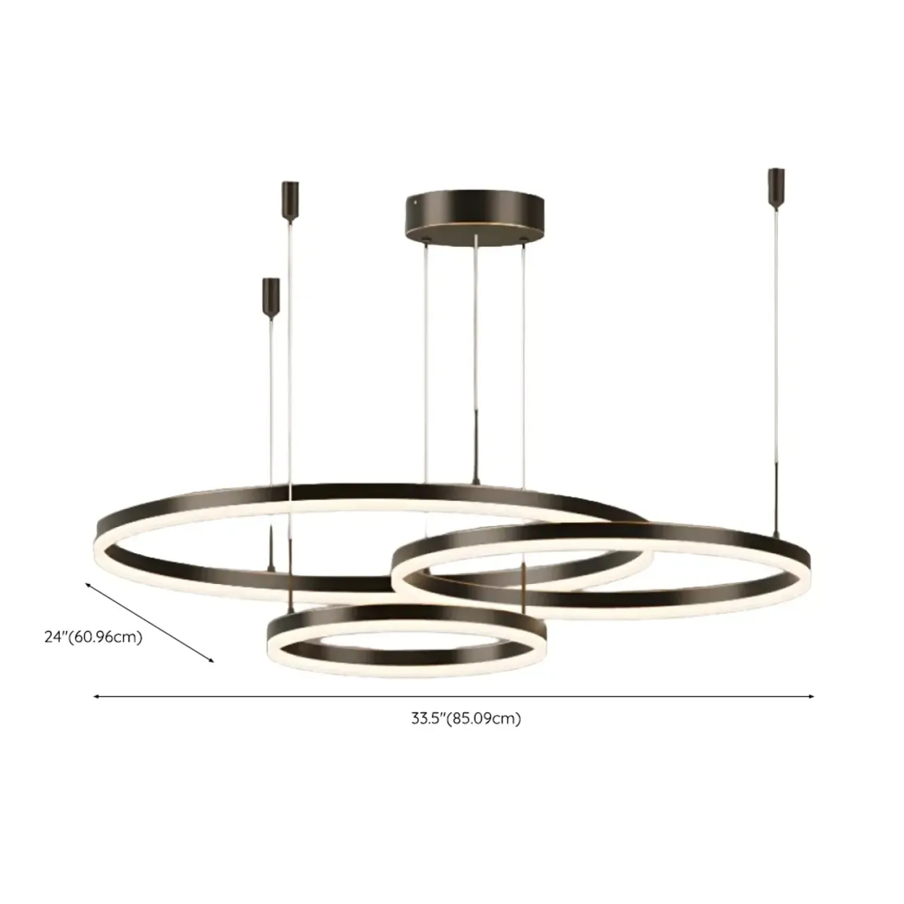 Modern Gold Multi-Circle Tiered Metal Ring LED Chandelier