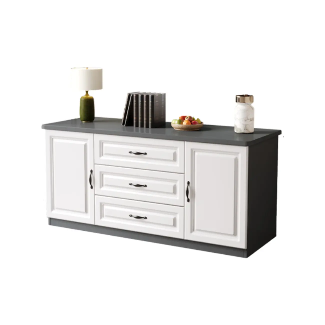 Modern Long Wood TV Stand with Cabinets