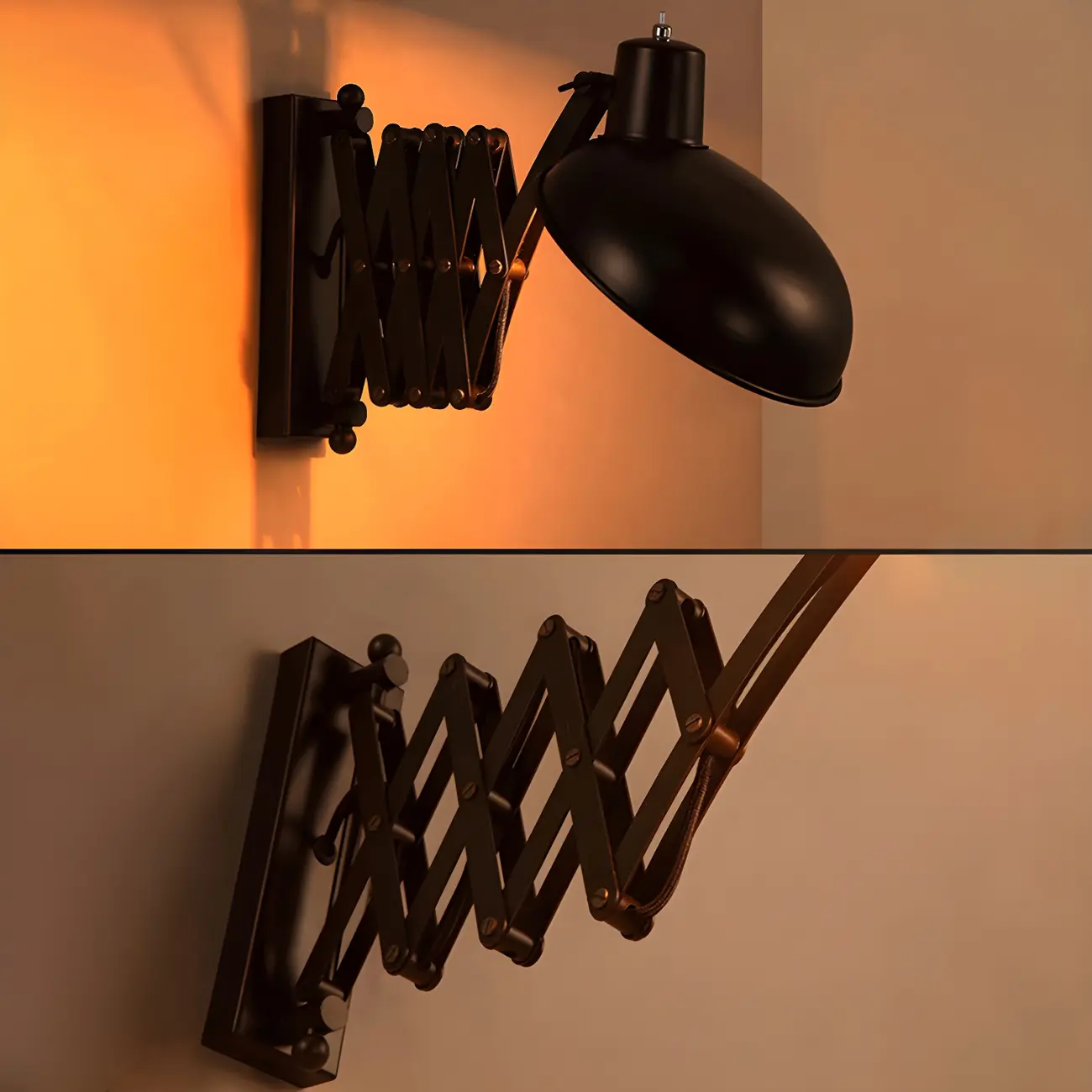 Retro Industrial Metal Black Swing Arm Wall Light