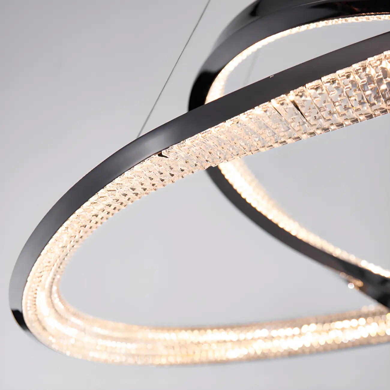 Modern LED Stylish Metal Black Circle Ring Chandelier