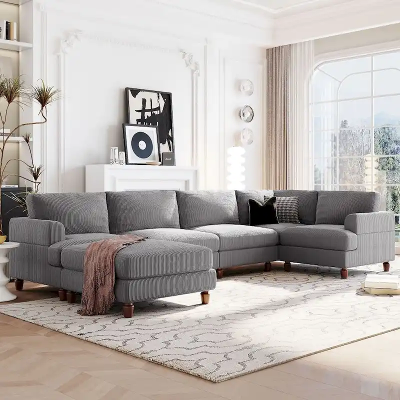 Modular Sectional Sofa with Ottoman L Shaped Corner Sectional for Living Room, Office