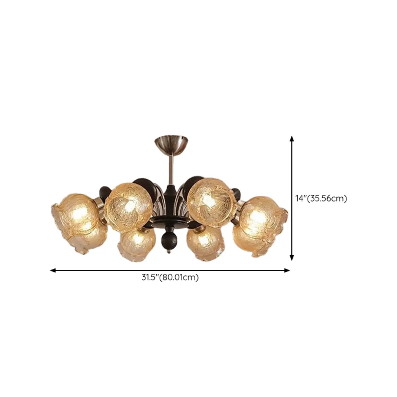 Black Crystalline Glass Globe Modern Chandelier Lights