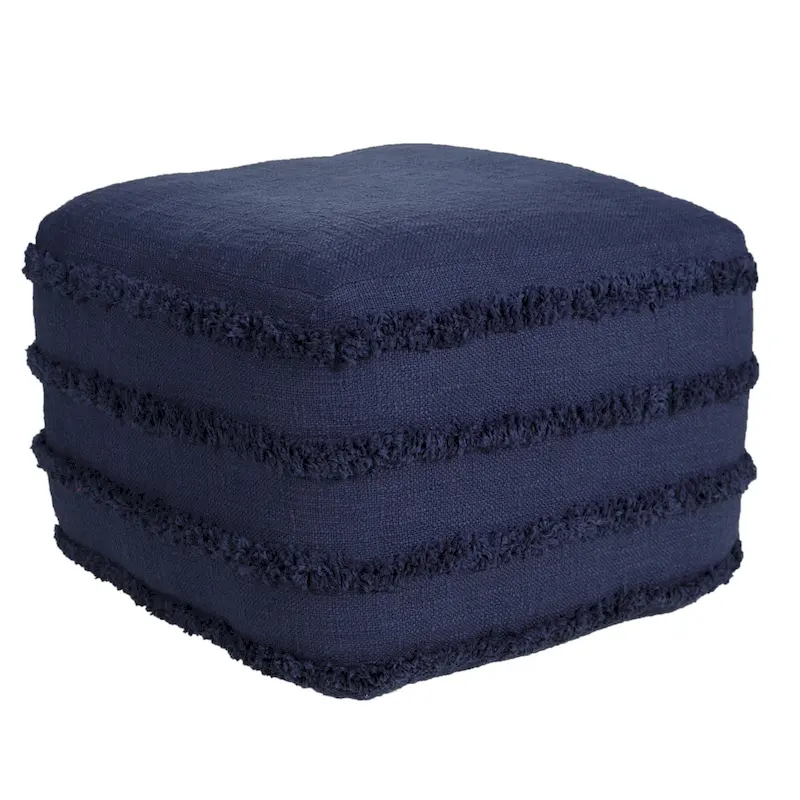 Sevita Solid Textured Stripe Pouf Ottoman