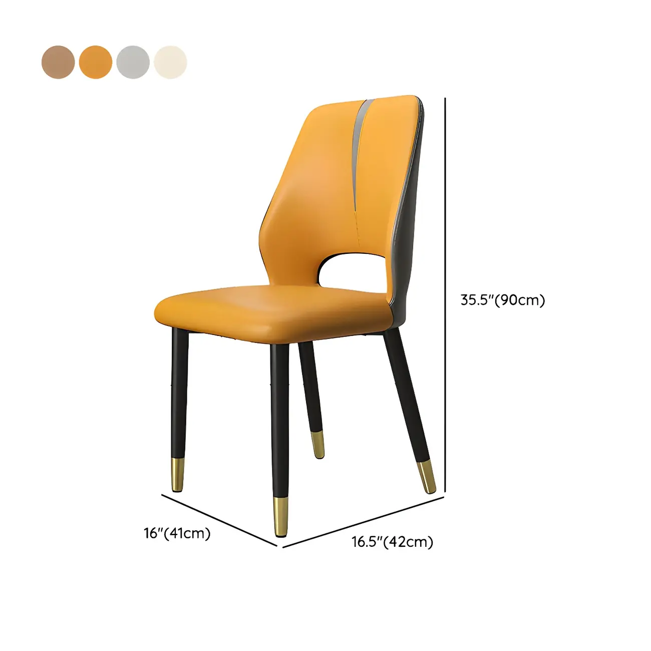 Faux Leather Wingback Metal Legs Dining Chairs