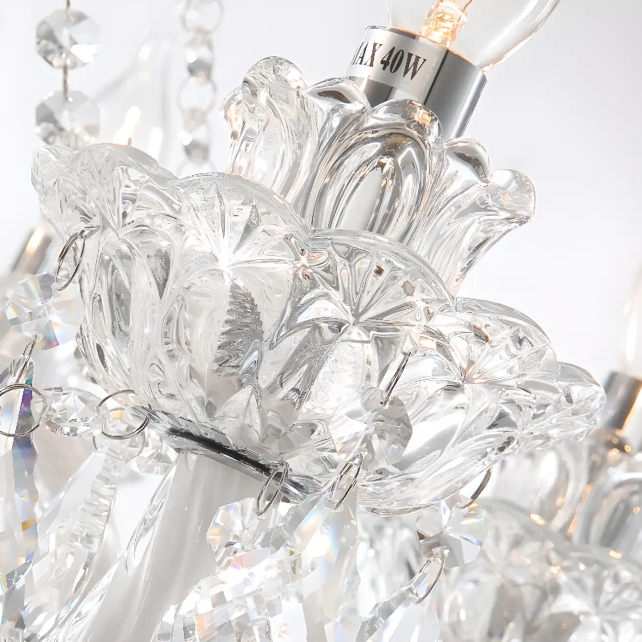 Sophisticated Clear Candelabra Shadeless Crystal Chandelier