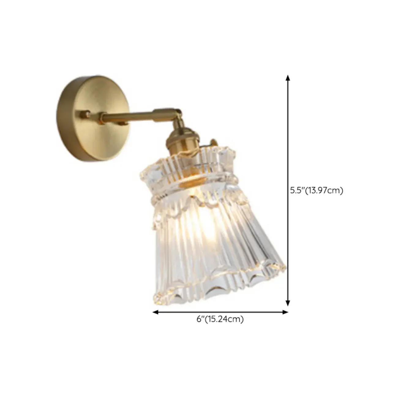Elegant Cylinderial Gold Glass Wall Sconce