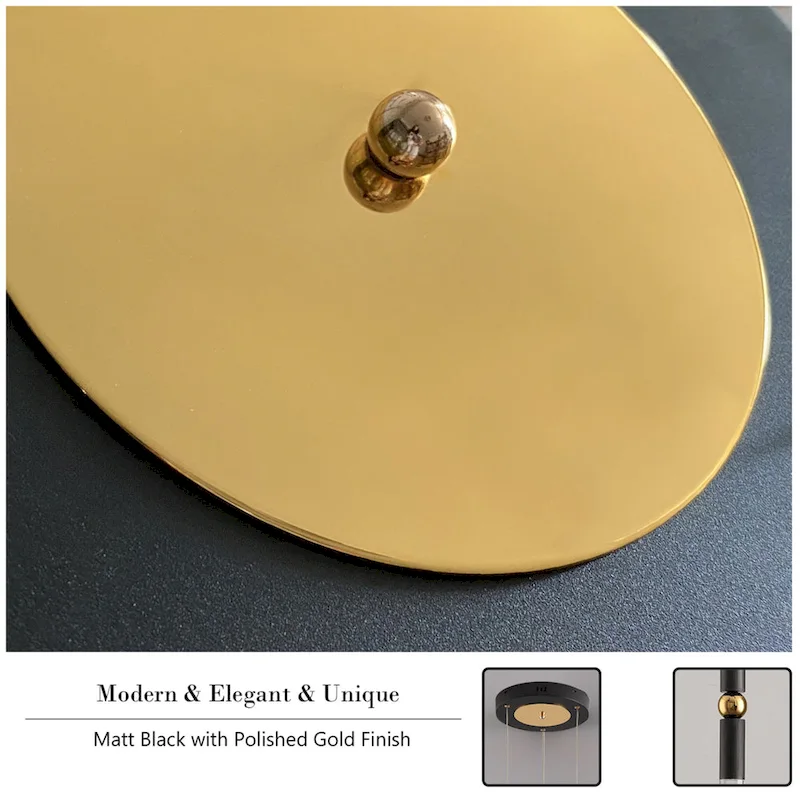 3-Light LED Crystal Pendant Light, Dimmable Ceiling Hanging Light Fixture