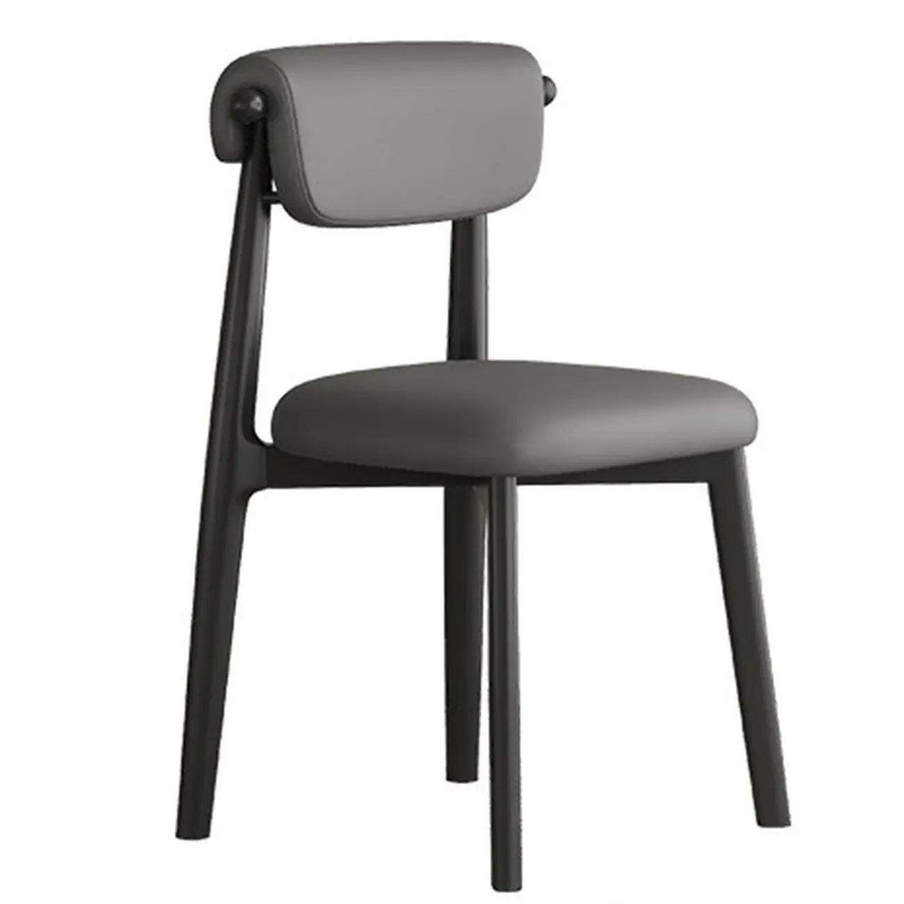 Elegant Low Back Upholstered Faux Leather Dining Chair