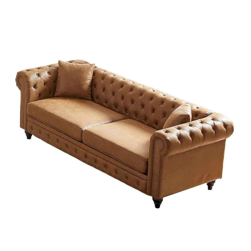 Chesterfield 85.5 Tech Fabric 3-seater Sofa with Cushions