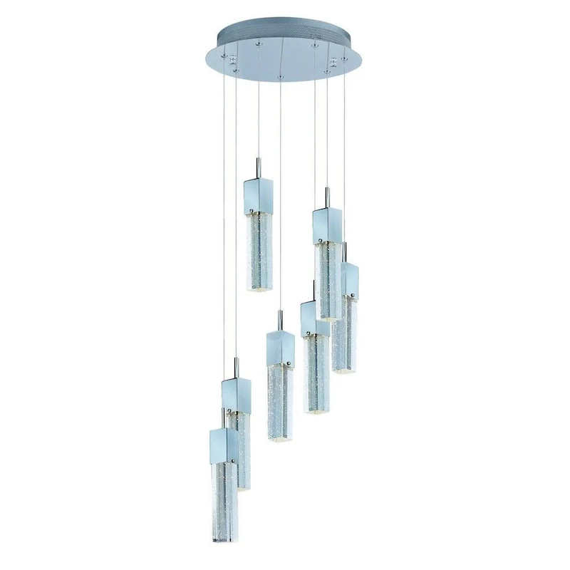 Fizz III 7-light Bubble Glass Pendant - Chrome