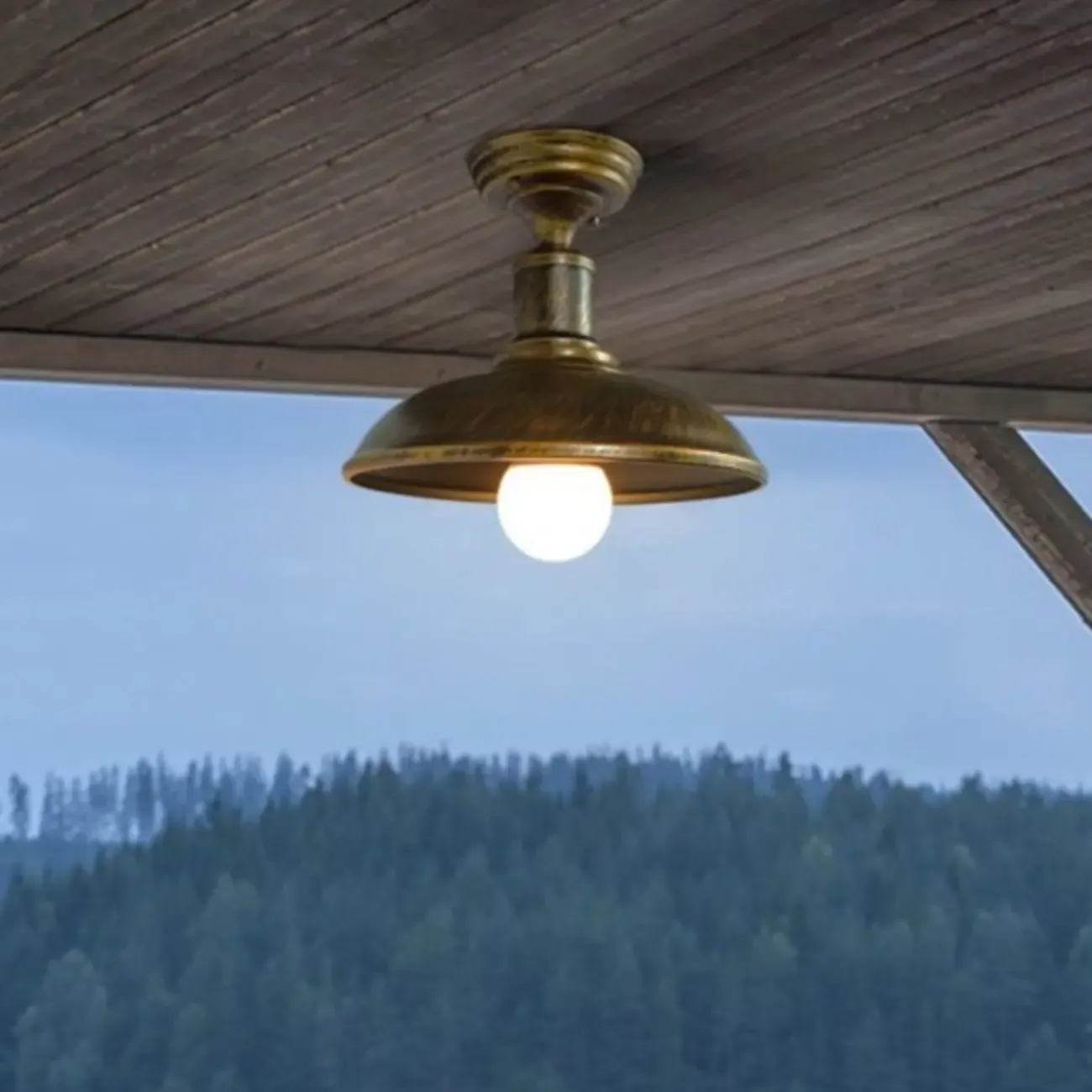 Industrial LED Semi Flush Ceiling Light with Black Iron Shade