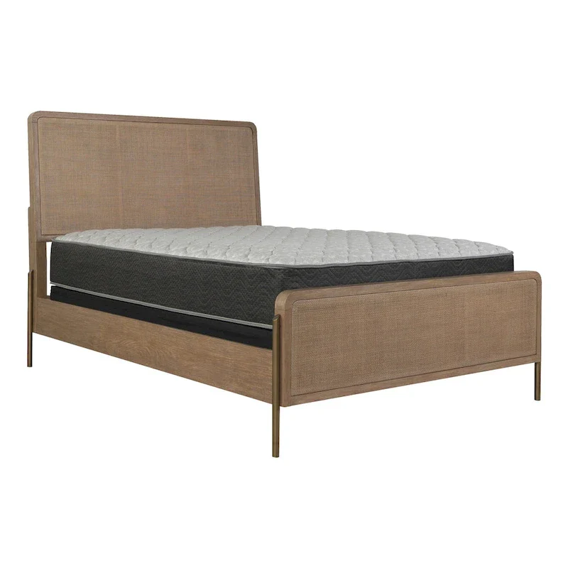 Stevie Sand Wash and Natural Cane Upholstered Panel Bed