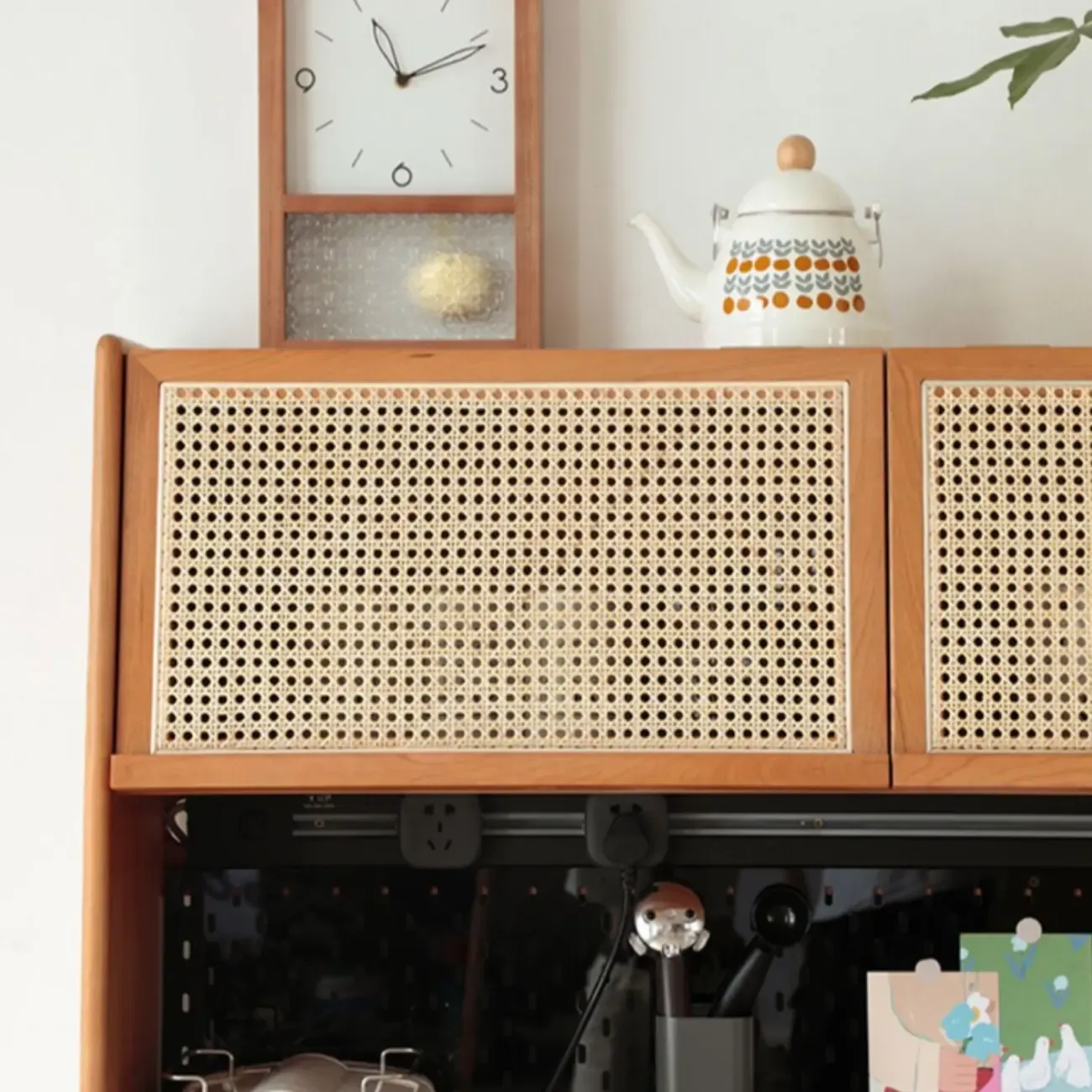 Modern Pine Cherry Wood Narrow Kitchen Sideboard