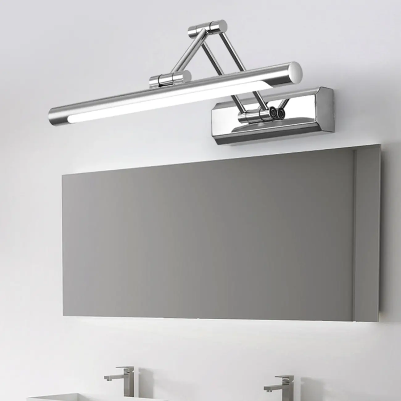 Modern Silver Stretchable Bathroom Vanity Light White Light LED